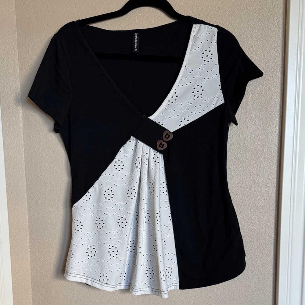 Chic Black and White Women's Blouse